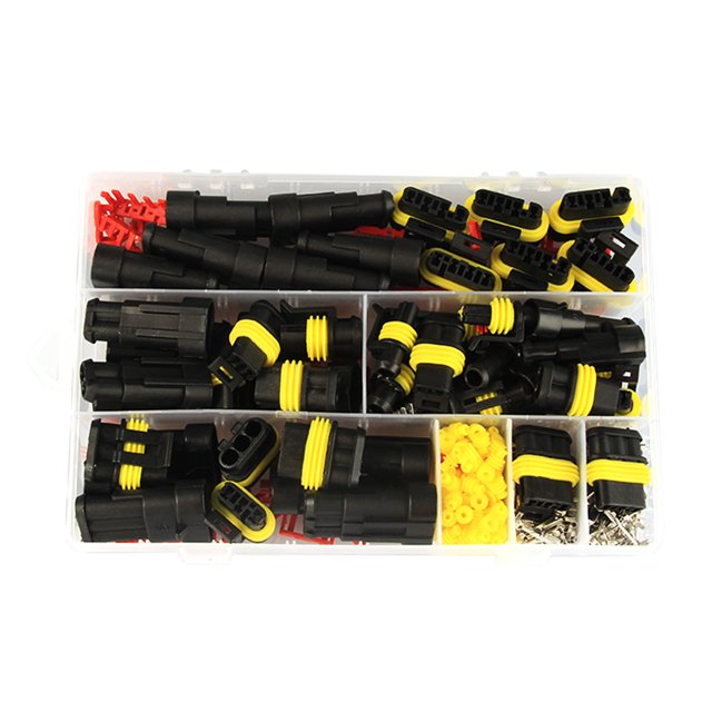 Conector Irfora 352 Uds.Kit de enchufe de terminal de conector de cable eléctrico de coche a prueba de agua 1 2 3 4 pines enchufe de camión conector de chispa de coche caja surtida portátil Irfora Conector