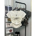 thumbnail image 6 of 2024 Summer New Women's Crew Neck Hole Spliced Bow Solid Color Chic Slim Fashion Short Sleeve Commuter All-match T-shirt Tops, 6 of 6