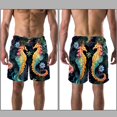 thumbnail image 3 of luoweisi Men's Beach Shorts Quick Dry Swim Trunks with Mesh Lining Seahorse L, 3 of 5
