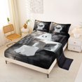 thumbnail image 2 of Feelyou Spooky Ghost Bed Sheets, Happy Halloween Spider Full Size Sheets, Gray Black, 4pcs, 1 Flat Sheet, 1 Fitted Sheet and 2 Pillowcases, 2 of 5