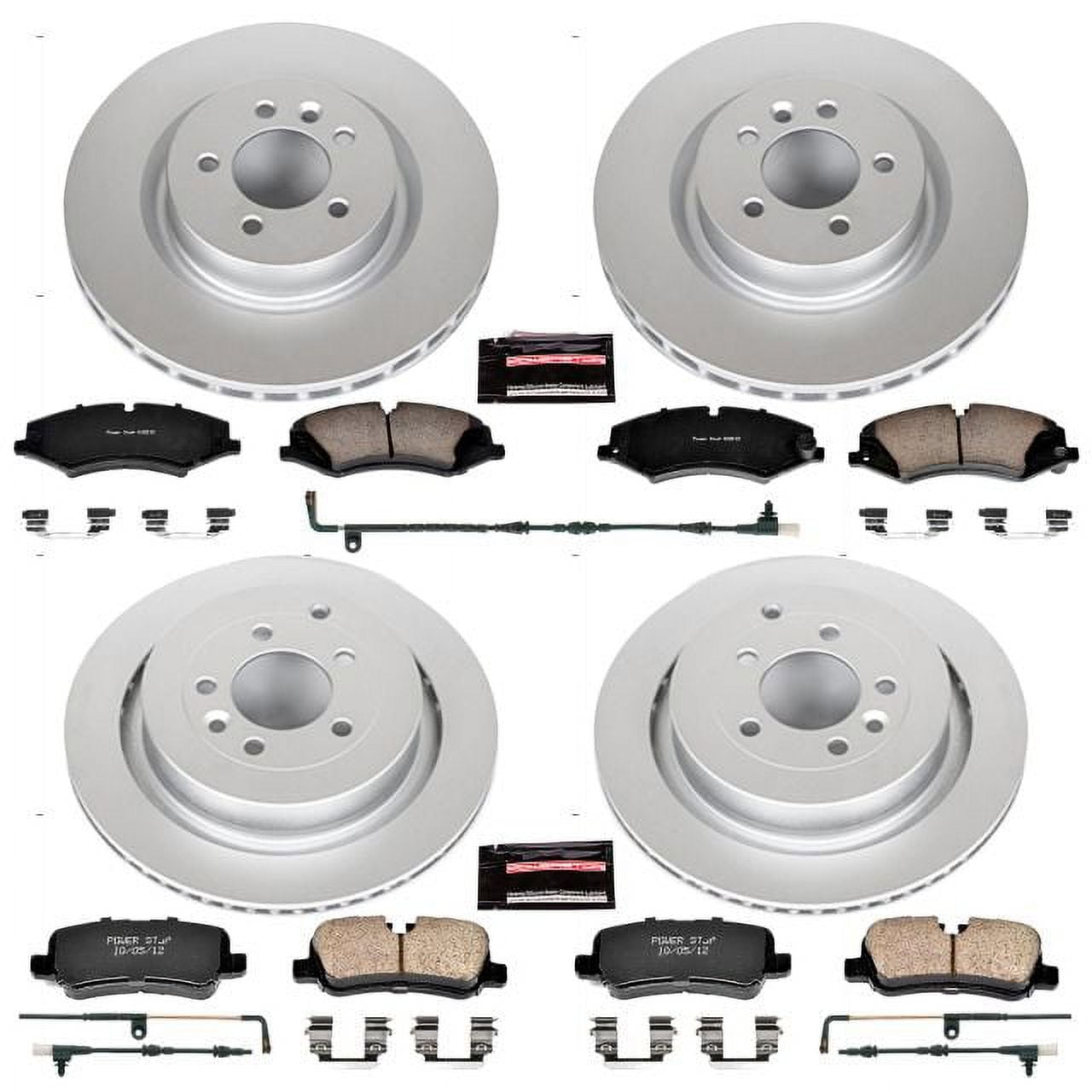 PowerStop Front and Rear Geomet Coated Brake Rotor and Pad Kit Fits: LAND ROVER Select Models CRK6227