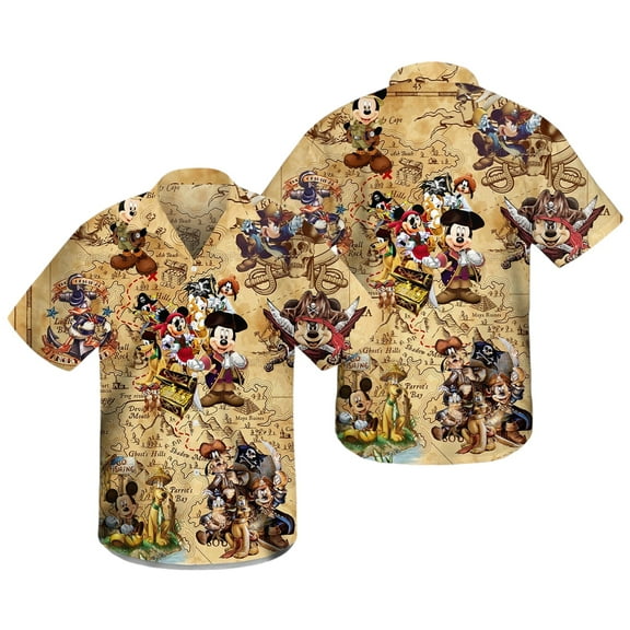 Disney Mickey and Friends Pirates Hawaiian Shirt, Summer Adventure Tee