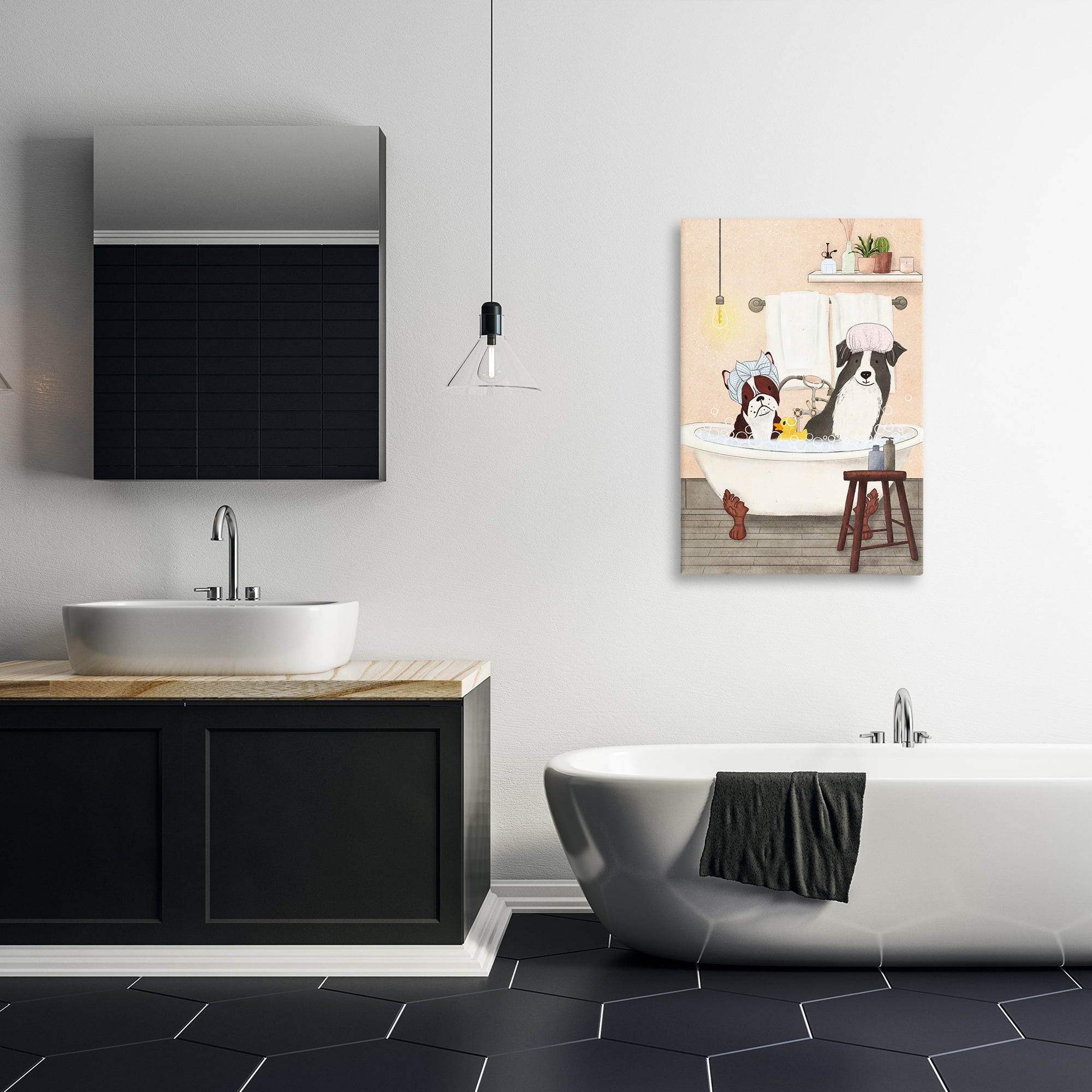 Stupell Industries Doggie Bath Time Typography Painting Gallery Wrapped Canvas Art Print Wall Art, 20 x 30