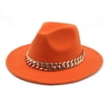 thumbnail image 1 of Qarigey Sombreros Fedora Unisex de ala ancha collar de oro gorra de lana Color sólido elegante sombrero de lujo sombrero flexible mujeres boda Sombreros Naranja, 1 of 6