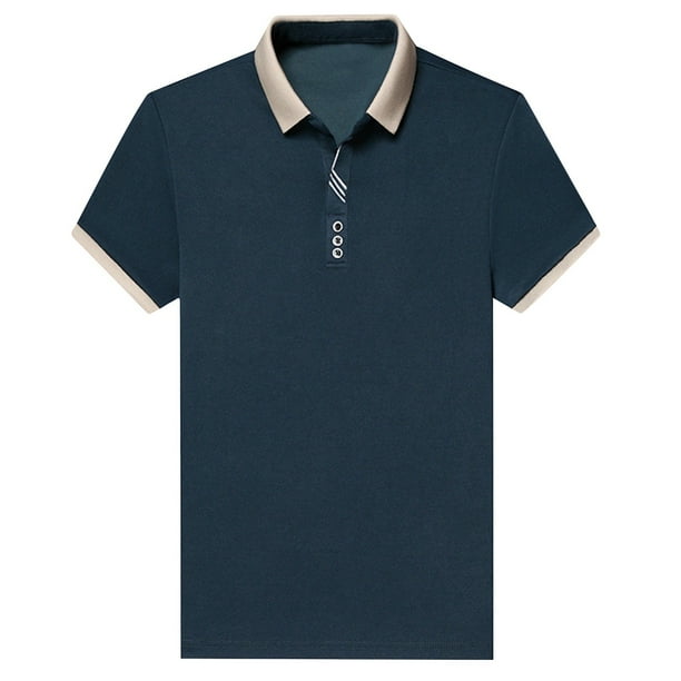 Polo de manga corta de verano para hombre con cuello vuelto - Tejido de secado rápido, tapeta reforzada - Corte informal/deportivo en varias tallas