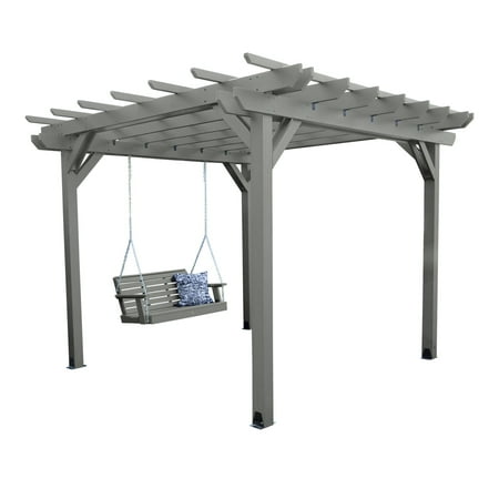 Highwood Bodhi 10' x 12' Pergola Set with 5ft Weatherly Porch Swing - Outdoor, Eco-friendly, Synthetic Wood