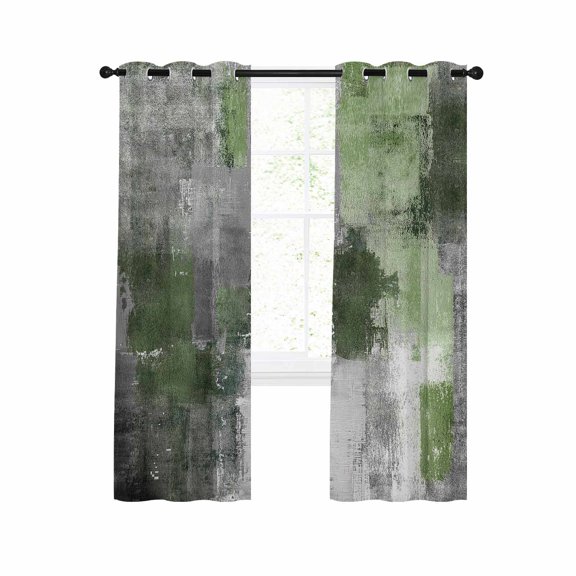 Sage Green Grey Blackout Curtains 54 Inches Long for Bedroom,Modern Oil Painted Abstract Art Aesthetics Thermal Insulated Room Darkening Black Out Window Curtain Panels Grommet Drapes for Living Room