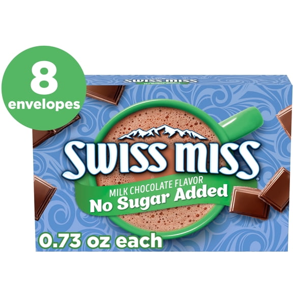 Swiss Miss No Sugar Added Milk Chocolate Flavored Hot Cocoa Mix, 0.73 oz., 8-Count Envelopes