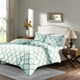 thumbnail image 2 of True North by Sleep Philosophy 3-Piece Aqua Reversible Plush Microvelour Print Comforter Set, Full/Queen, 2 of 4