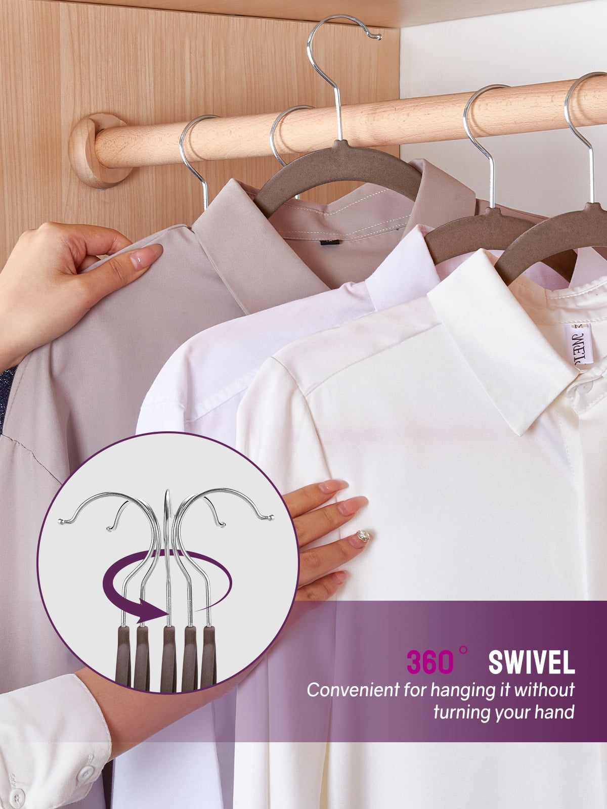 HOUSE DAY Taupe Velvet Hangers 60 Pack, Premium Clothes Hangers Non-Slip Felt Hangers, Sturdy Hangers Heavy Duty Coat Hangers, Durable Suit Hangers for Space Saving, No Hanger Marks 360 Rotating Hook