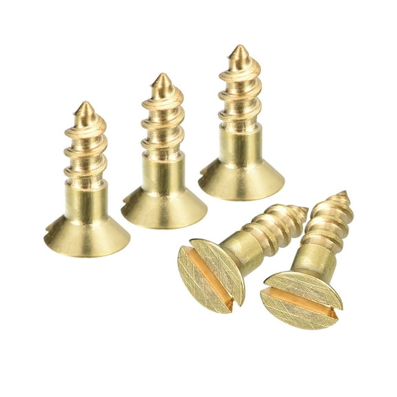 Brass Wood Screws, 45Pcs M3 x 10mm Slotted Drive Flat Head Self Tapping Screw Countersunk for Woodworking Furniture