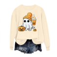 thumbnail image 2 of HomeDM Halloween Sweatshirt for Women Long Sleeve Cute Ghost Crew Neck Pullover Cozy Pumpkin Graphic Casual Fall Tops, 2 of 6