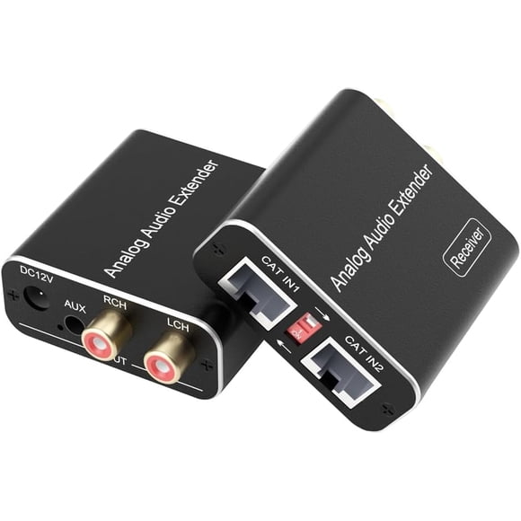 KSRplayer Extensor de Audio Analógico de 3.5mm sobre Cat5e/6 – Extensión de Señal de hasta 1640ft (500M), Puertos Ethernet Duales para Teléfono, MP3, Reproductor Blu-Ray, Audio para el Hogar