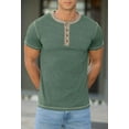 thumbnail image 2 of Iceglad Mens Henley Short Sleeve T-Shirt Cotton Lightweight Button T-Shirts Basic Casual Shirts Vg Dark Green M, 2 of 10