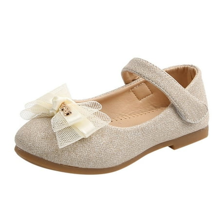 

ZMHEGW Kids Shoes Princess Girl Single Leather Bling Butterfly Knot Lace Shoes For Toddler