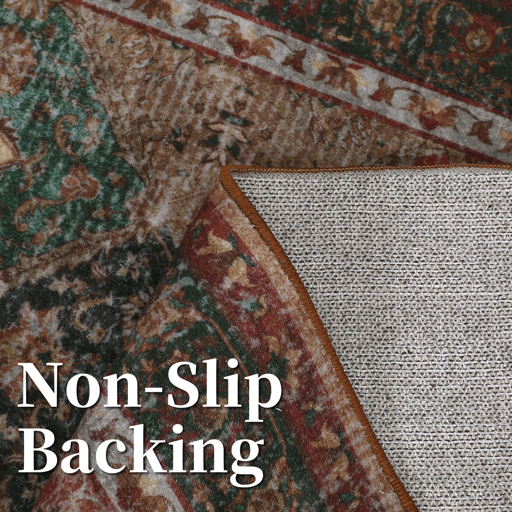 Garvee 5'x7' Area Rug, Washable Persian Rug Vintage Boho Carpet Non Slip Soft Print Rug for Bedroom Dining Room Living Room, Red
