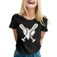 thumbnail image 1 of LUOGENLI T-shirts pour Femmes 2024 Mode Sport Baseball Imprimé Col Rond Manches Courtes Haut Décontracté T-shirts (5) T-shirts Graphiques Vintage Fête de la Saint-Patrick Noir TG, 1 of 5