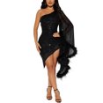 thumbnail image 1 of Vestido Nagfar Sexy con lentejuelas brillantes de un solo hombro negro XXL, 1 of 6