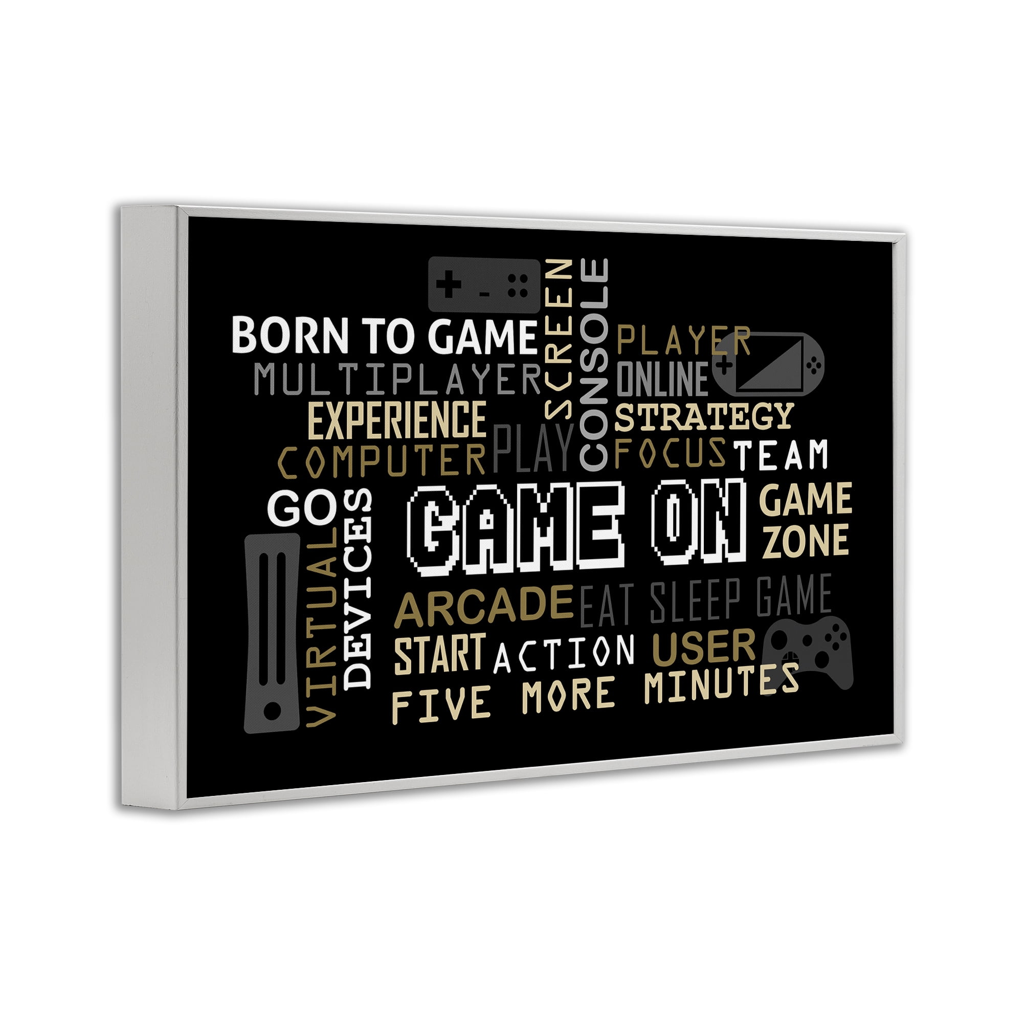 Stupell Industries Game On Gamer Typography White Framed Giclee Art, design by Kim Allen