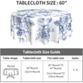 thumbnail image 5 of Blue White Floral Round Tablecloth 60 Inch Vintage Flower Table Cloth Elegant Rustic Polyester Table Cover Decorative for Indoor Outdoor Kitchen Dining Party, 5 of 6