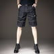 thumbnail image 2 of Pantalones cortos de mezclilla negros para hombre hasta la rodilla Bermudas para hombre Pantalones vaqueros cortos largos de carga rectos delgados de corte rudo ajustados Xl Venta, 2 of 5