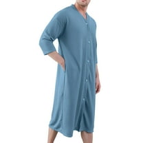 Akafmk Men's Long Sleeves Pajama Tops,Men's Cotton Sleepwear T-Shirt,Loose and Casual Cardigan-style Pajamas Bathrobes and Nightgowns Made of Viscose Rayon