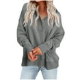 thumbnail image 7 of IROINNID Shirt for Women Solid Long Sleeve Comfortable Fall Spring Basic Shirt Tops,Dark Gray, 7 of 7