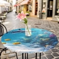 thumbnail image 6 of Shark Coastal Round Tablecloth for 36-44 Inch Tables, Fitted Table Cover with Elastic Edge, Summer Beach Coral Ocean Nautical Waterproof Outdoor Table Cloth Protector for Patio Garden Dinner Picnic, 6 of 9