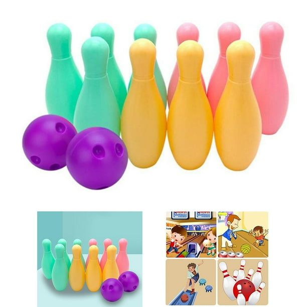 Juego de Bolas de de Plástico para Bebés, Niños en Edad Preescolar, Juguetes para Niños, Equipo de Actividades 10 pines 17cm Soledad Bola de bolos para niños