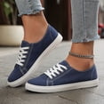 thumbnail image 4 of Pandaie Women's Fashion Sneakers Low Top Walking Running Tennis Shoes Lace up Non Slip Canvas Flats for Work Casual Daily Footwear Blue,6, 4 of 8