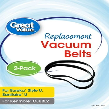 Great Value Replacement Vacuum Belts, For Eureka Style U, Sanitaire U, and Kenmore CJUBL2, 2 Count