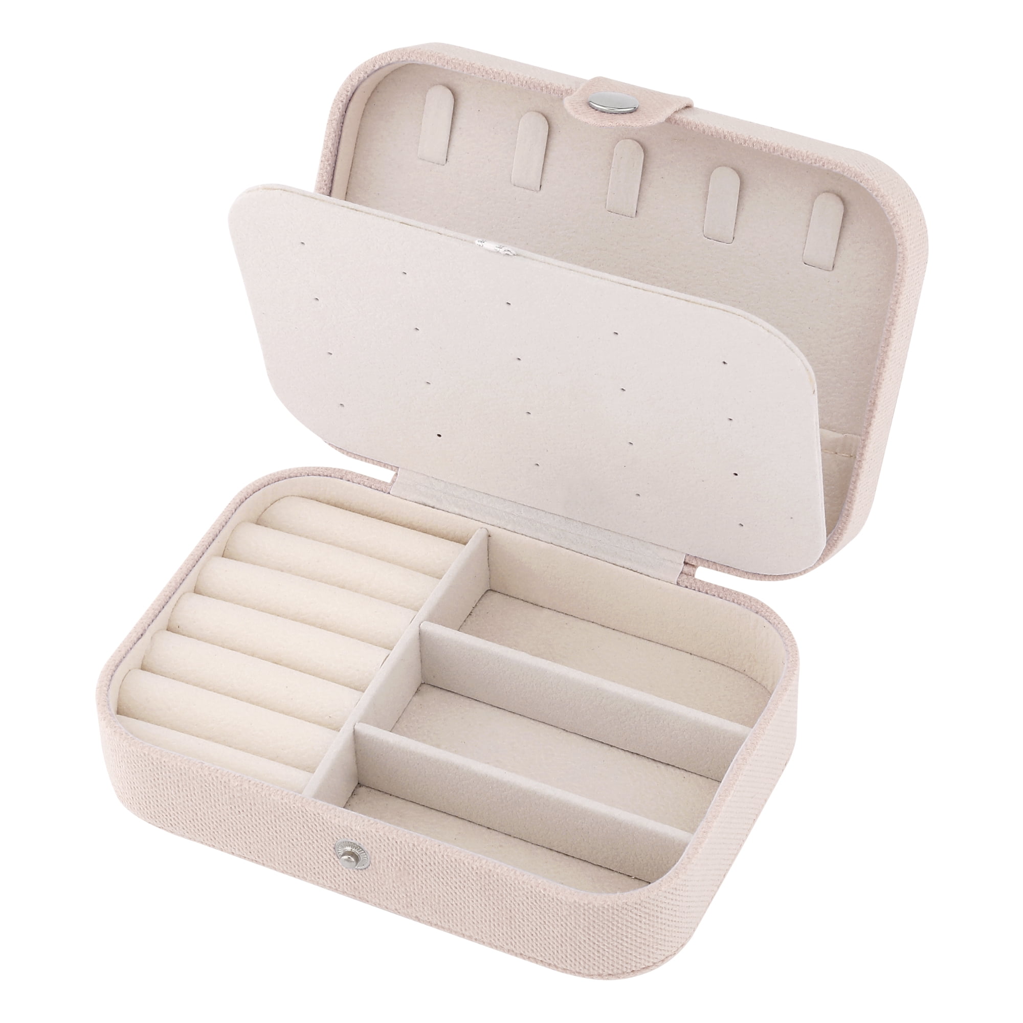 Unique Bargains Travel Compact Jewelry Box for Women Light Khaki
