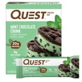 thumbnail image 1 of Quest Nutrition Barras de proteína con trozos de chocolate y menta, 20 g de proteína, 1 g de azúcar, 4 g de carbohidratos netos, sin gluten, aptas para ceto, 4 unidades, 1 of 5