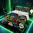 thumbnail image 2 of meiyoeat Retro Game Controller Full Size Comforter Sets, Pixel Text Bedding Sets for Boys Gamers, Multi-Color, Gamepad Reversible 3 Pieces, 1 Comforter and 2 Pillowcases, 2 of 6