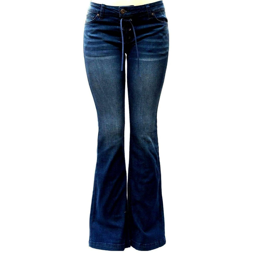 Wax Jean Wax Jean Women's Juniors 70s Trendy Slim Fit Flared Bell