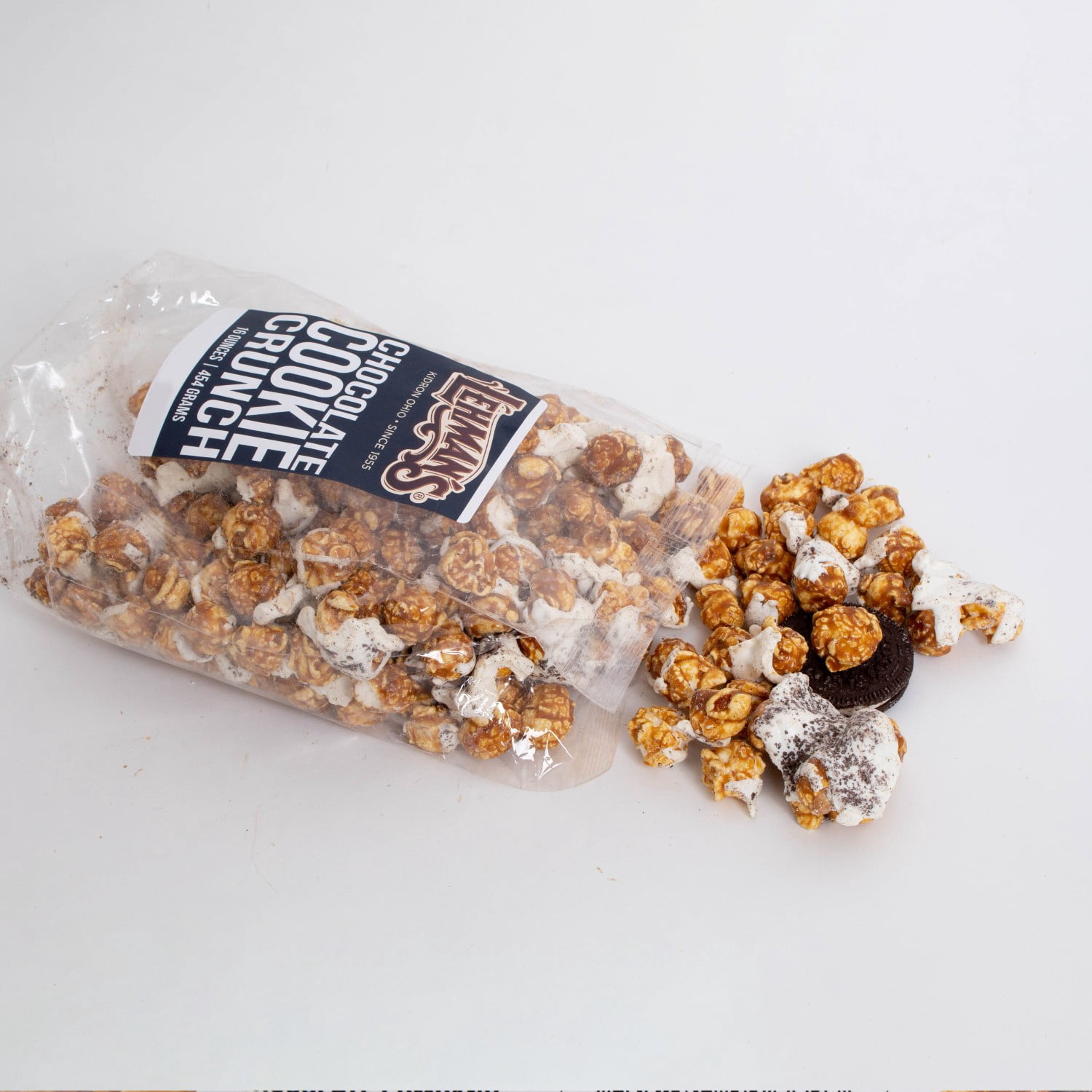 South Bend Chocolate Company Caramel Popcorn Snack Mix, 1 lb bag, Crunchy Popped Corn Treat, Chocolate Cookie Flavor