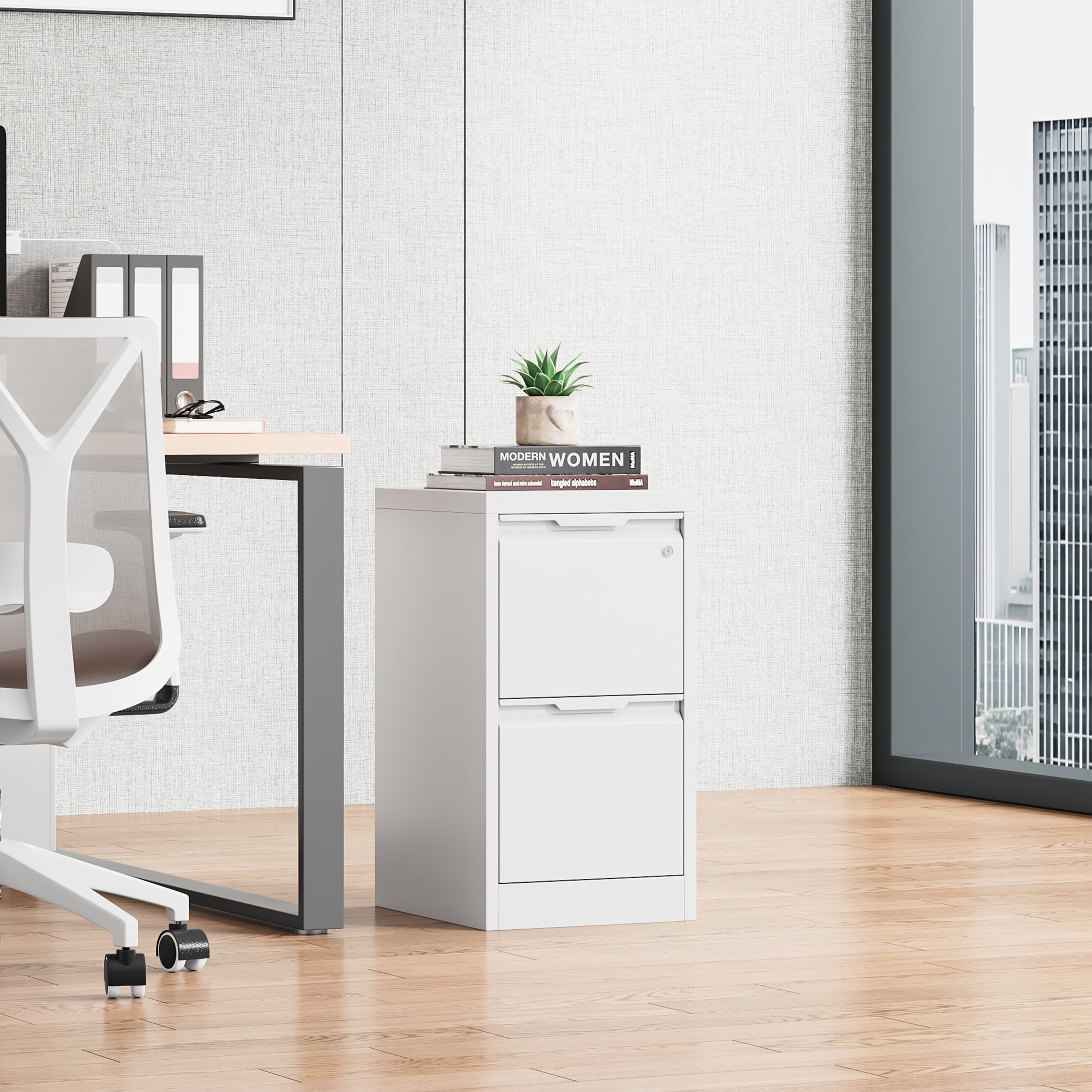 Bestoo 2 Drawer Metal Vertical File Cabinet, 17.8" Deep Filing Cabinet for Home Office, Letter/Legal/A4/F4 Size, Easy Assemble (White)