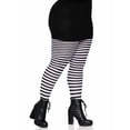 thumbnail image 3 of Leg Avenue Women's Plus-Size Nylon Striped Tights, Black/White, 1X/2X, 3 of 5