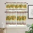 thumbnail image 2 of Farmhouse Sunflower Kitchen Curtains, Beige Brown Floral 3-Piece Kitchen Curtain Valance and Tiers Set 24 Inch Length, Vintage Botanical Rod Pocket Half Window Curtains for Cafe Living Room Bathroom, 2 of 7
