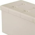 thumbnail image 6 of 30 Inches Storage Ottoman Bench, Faux Leather Ottoman with Storage, Folding Bench Shoe, Foot Rest Stool, for Living Room, Beige, 6 of 6