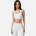 thumbnail image 4 of Active Women's Seamless Ribbed Sports Bra with Scoop Neck and Wide Straps - Medium, White, 4 of 7