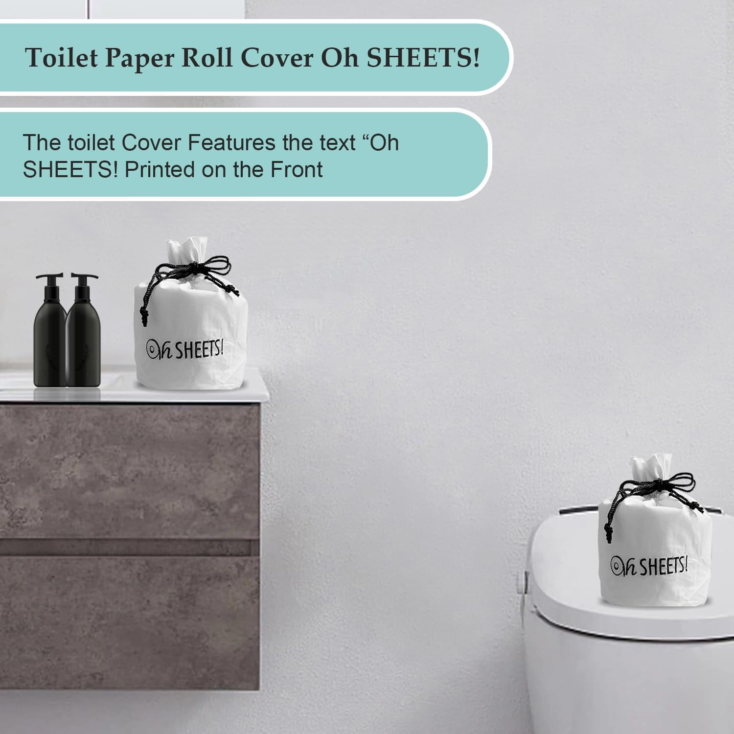 Born Uncommon Toilet Paper Roll Cover - 9" x 5.5" Reusable Cotton Toilet Paper Cover with Drawstring Closure – Decorative Bathrooms Tissue Roll Storage Bag