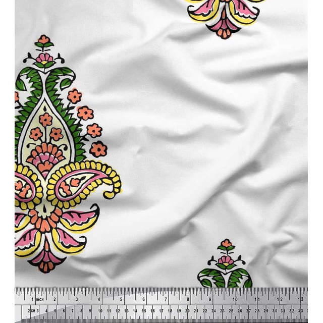 Soimoi Rayon Fabric Floral & Paisley Block Print Fabric by The Yard 42 Inch Wide