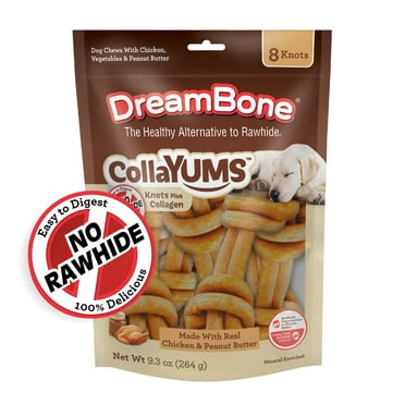DreamBone CollaYUMS Knots Plus Collagen Rawhide-Free Chews for Dogs, 8 Count