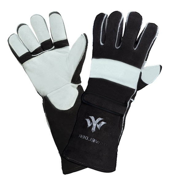 YESWELDER 16" Leather Welding Gloves, Heat & Flame Resistant Forge MIG Gloves with Kevlar Stitching and Reinforced Palm