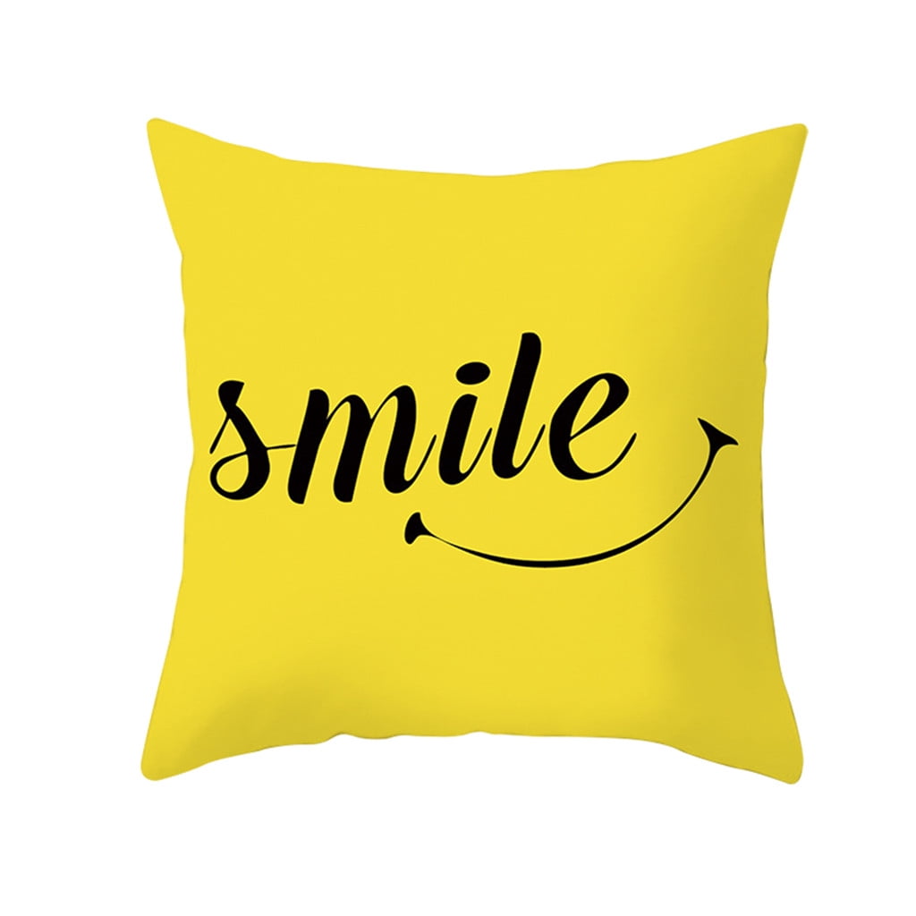 18" Yellow Polyester Pillow Case Sofa Car Waist Throw Cushion Cover Home Decor 