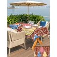 thumbnail image 5 of Outdoor Tablecloth with Umbrella Hole for Patio/Picnic/Party/Camping, Brown Red Gourd Waterproof Table Cloth Rectangle Table Cover Washable, Modern Abstract Art Floral (52"x 70"), 5 of 9