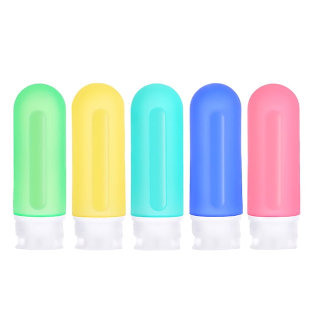EeaseCA 5Pcs Portable Silicone Travel Bottle Set Refillable Leak Proof Empty Bottle