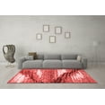 thumbnail image 3 of Ahgly Company Machine Washable Indoor Round Abstract Red Modern Area Rugs, 3' Round, 3 of 4