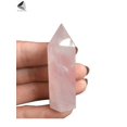thumbnail image 3 of PULLIMORE Natural Raw Healing Crystal Rose Quartz Amethyst Pendant 6 Faceted Wand Pointed for Reiki Chakra Meditation Therapy (Pink), 3 of 8